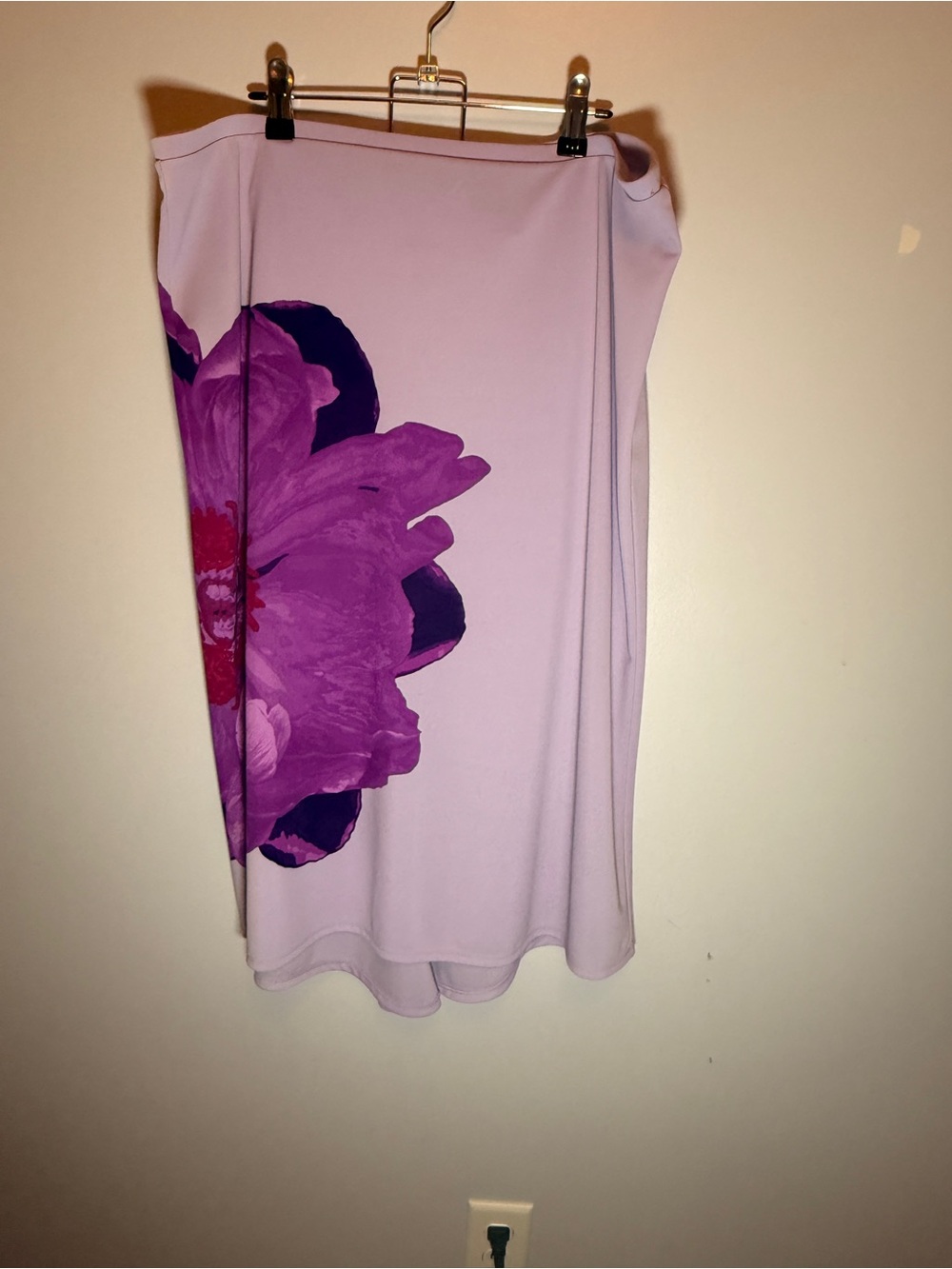 Express Lavender Midi Skirt with Purple Floral Accent